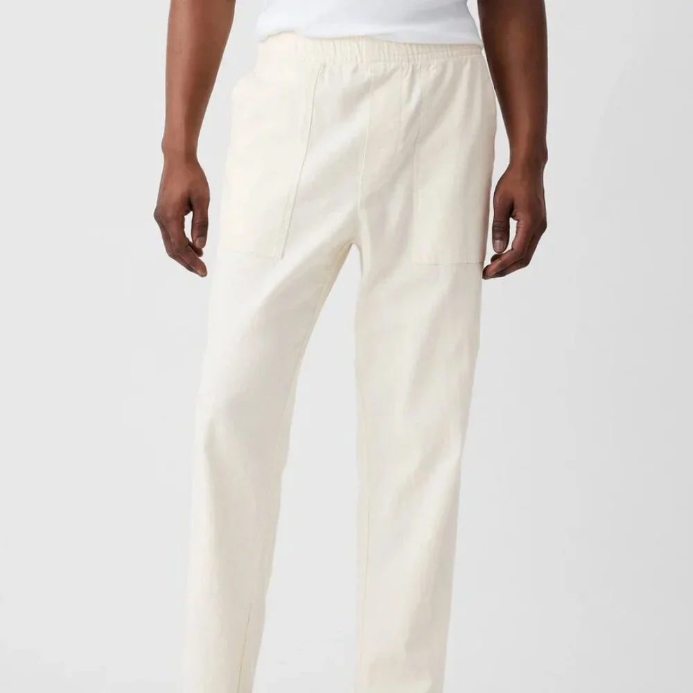 GAP Factory Easy Linen-Blend Utility Pants, Tan Chino, Medium, NWOT - Picture 2 of 5